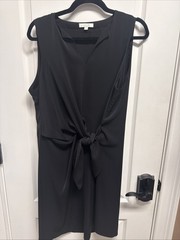Jade Melody Tam Women&rsquo;s Black Tie Front Flattering Shift Dress Sz L NWOT