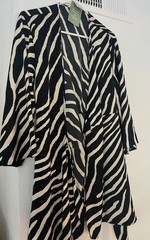 Zebra Print Ruffle Hem Dress Black White Size Small