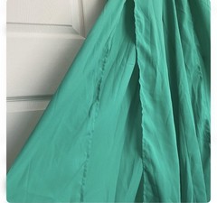 Entro Green Solid Maxi Dress V-Neck Button Front Lace Accents Adjustable M