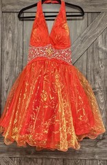 Hannah S Organza Cocktail Dress Fit & Flare Beaded Sz 8 Back Zip Halter
