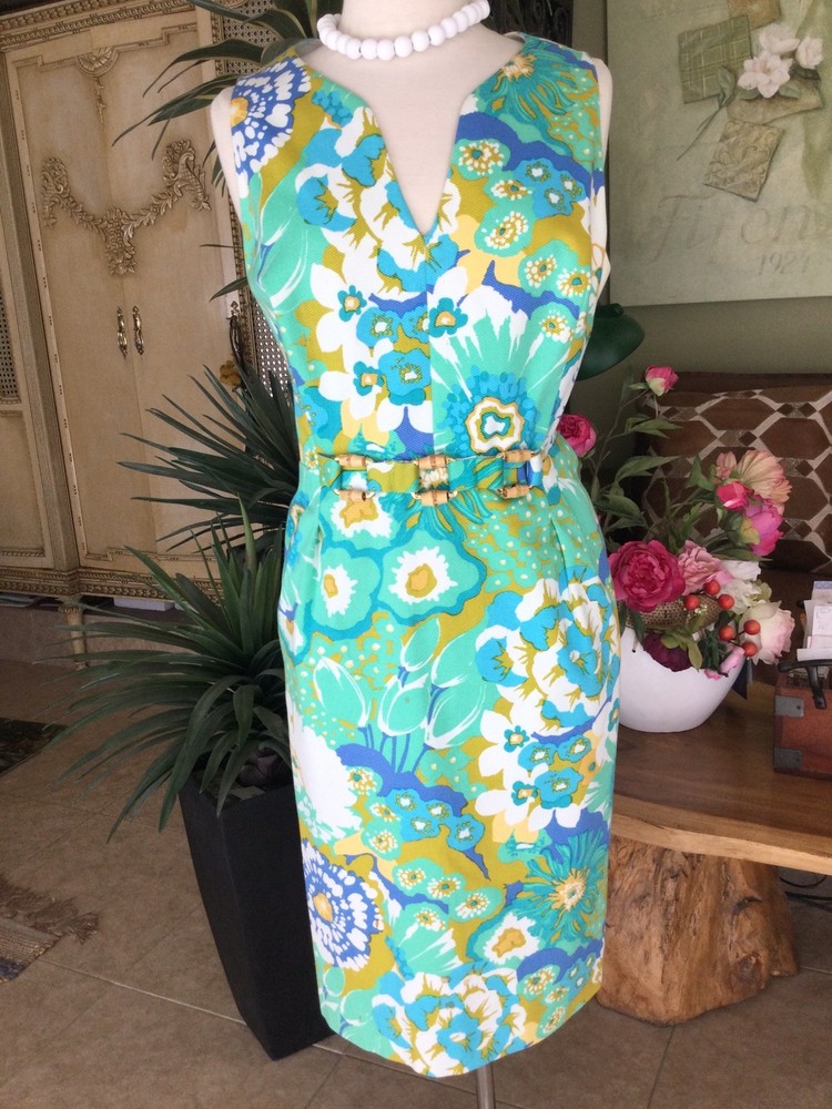 Carlisle 100% Cotton Lined acetate Dress cflico multycolor size 16
