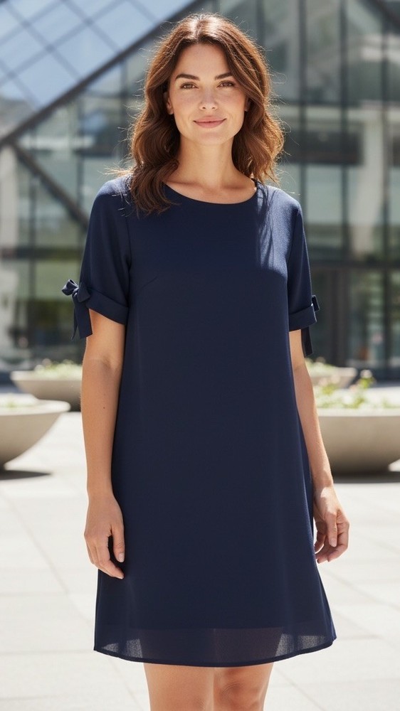 Andree By Unit dress Navy keyhole opening back short sleeve Women’s size Small S