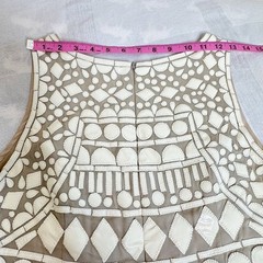 Naeem Khan Silk & Leather Patchwork Appliqué Mini Dress White and Tan Size 8