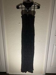 Women’s Black Solid Lace Strappy Sleeveless Long Maxi Dress Size S Regular