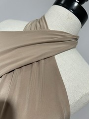 Saint Beige Solid Halter Ruched Stretch Bodycon Midi Dress M Mesh Poly/Spandex