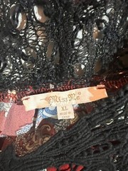 Miss Me Bohemian Peasant Dress Rust Floral Paisley Womens Size XL Black & Taupe