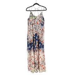 She + Sky Y2k Fairy Floral Sheer Chiffon Maxi Dress Navy Sleeveless Boho Cottage