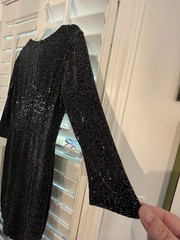 Calvin Klein Womens 12 Black Sequin Cocktail Dress Shoulder Cutout Lined