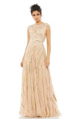 Mac Duggal Beige Multi Sequin Beaded A-Line Gown Size 16 $598