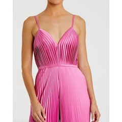 Ieena for Mac Duggal Pink Pleated Plunge Neck Wide Leg Jumpsuit Size 10