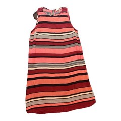 Loft Midi Rainbow Artsy Dress Women L Pink Stripe Rayon Sleeveless Y2K Festival