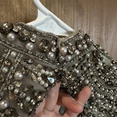 Milano Formals E2119 Embellished High Neck Evening Gown Silver 6 Prom Formal