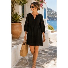 Tommy Bahama Black Linen Blend Embroidered Tunic Dress XS Beach Resort Boho