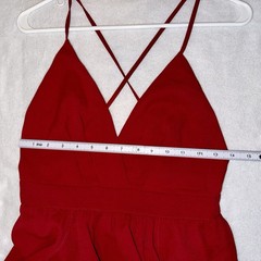 NWOT Elegant Fiery Red Floerns V Neck Spaghetti Strap Backless Split Dress Med