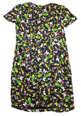 eShakti Black Pink Green Bird Short Sleeve V-Neck Sheath Wrap Dress Woman 2XL