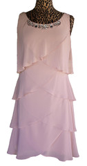 New Layered Look Embellished Neckline Special Occasion Dress W/ Shawl Sz. 14