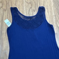 NWT Spense Blue XL Sleeveless Scoop Neck Tank Midi Dress Crochet Lace Pullover