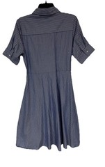 Nanette Lepore Blue Stripe Belted Shirt Dress Side Pockets Sz 10