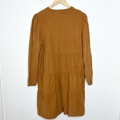 Lucky Brand Corduroy Dress Tan Womens Small Western Boho Tiered Festival Ruffled