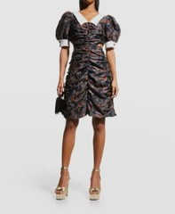 $1070 Autumn Adeigbo Women&rsquo;s Black Silk Floral Cutout Jovanna Dress Size 6