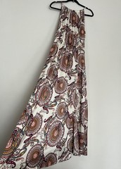 Apricot Cream Paisley Halterneck Smock Maxi Dress – Size 14