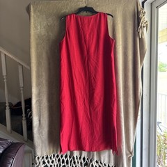 Positive Attitude Linen Blend Long Dress Red Sz. 16 Lined Side Slits Sleeveless