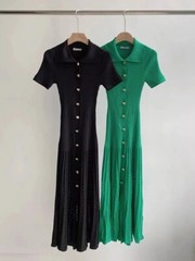 Sandro Black green lapel single-breasted Long dress Dress Women&rsquo;s Clothing
