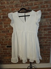 Jodifl White Checked Overlay Lined Large Dress With Ruffles NWT MSRP$47