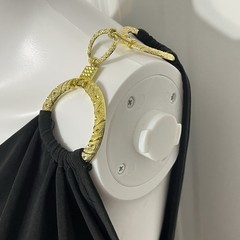 Cache Y2K Mini Dress XS Black Cowl Neck Medusa Gold Hardware Draped Cocktail USA