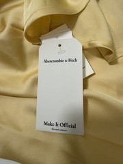 Abercrombie & Fitch Satin Plunge Cowl Back Maxi Dress Yellow Petite Large NEW