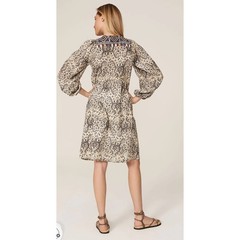 FIGUE Boho Baltic Embroidered Pom Pom Lucie Mini Puff Sleeves Dress Size XS