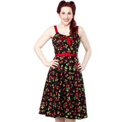 Pinup Couture Swing Dress – Cherry Black Molly Rockabilly 1960s PUG Punk Retro