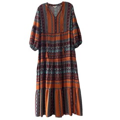 Easel Women’s Size Large Tribal Aztec Print Oversized & Flowy Tassel Maxi Dress