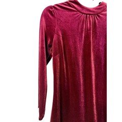 Boden Burgundy Velvet High Neck Shift Dress Red 3/4 Sleeve Mini US 6R UK 10R