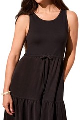 TRIBAL Maxi Tank Dress W/Tassels Sky BLACK SIZE S