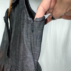 Zara Basic Black Light Denim Wash Tie Waist Dress Size Large