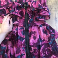 Lanvin H&M Pink Floral Ruffled Tiered Mini Dress Size 6 NWOT
