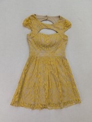 Xtraordinary Women&rsquo;s Dress Size 5 Yellow Lace Cap Sleeve Fit & Flare Mini