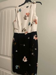 LAUREN Ralph Lauren Dress Women’s Size 8 Sleeveless, Black/White Floral, Knee