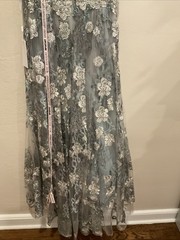 Mac Duggal 20294 Sz 14 Sea Mist Floral Embroidered Beaded A-line Gown $798