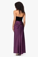 Betsy And Adam Womens Velvet Strapless Drape Floor Dress Size 10 Plum-DEFECT