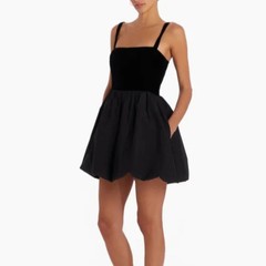 NWT Amanda Uprichard Christine Black Velvet Bubble Mini Dress NWT Small