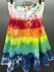 Express Mini Dress XS Rainbow Tie Dye Strapless Flare Pride Love Boho Hippie