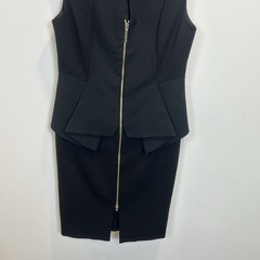 TED BAKER Black Jamthun Structured Peplum Zip Dress Size 4 / US 10