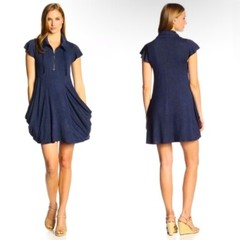 Philosophy Navy Blue Zip Casual Mesh Dress Petite Medium PM