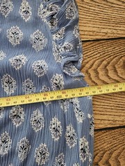 Lucky Brand Cottagecore Ruffle Sleeve Tiered Sun Dress L Blue Geometric Paisley