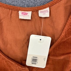 Levi&rsquo;s Corduroy Mini Dress Women Large Orange Button Front Sleeveless Retro Boho