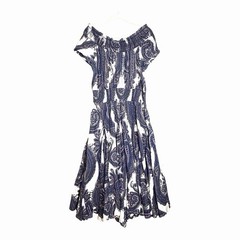 Chelsea & Theodore L Paisley Midi Maxi Off Shoulder Cotton Smocked Waist Dress