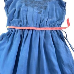 ARIAT Women Mini Dress Cinch Waist Short Sleeve Sz M Blue Cowgirl Western 46-20