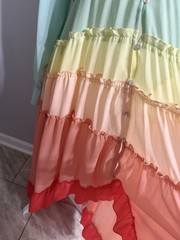 VICI Collection Wavelength Rainbow Tiered Ruffle Maxi Dress Size L